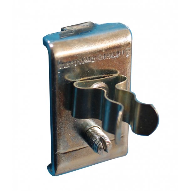 Fjederklemme med bagplade, �9 mm.