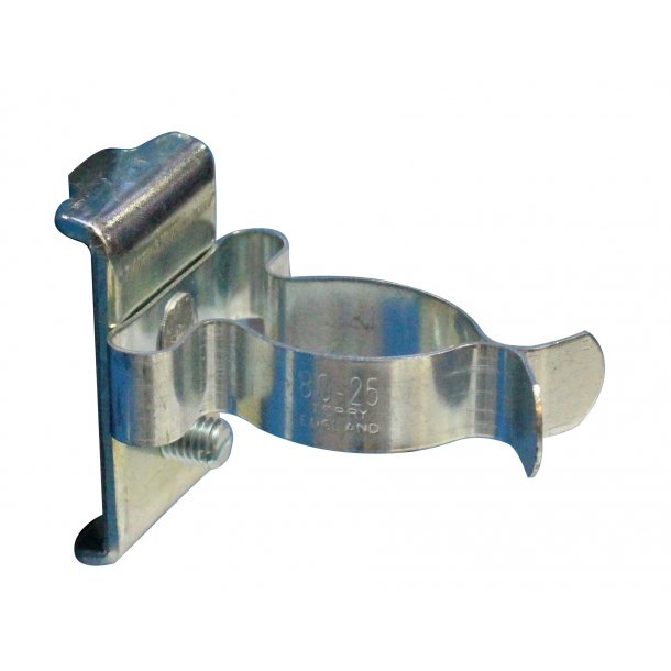 Fjederklemme med bagplade, 25 mm.